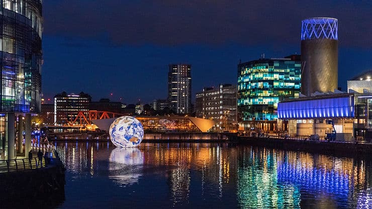 Vibrant Northern Powerhouse city at night