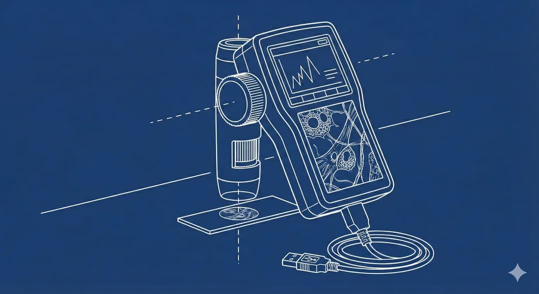 Technical drawing of the Digital Forensic Microscope