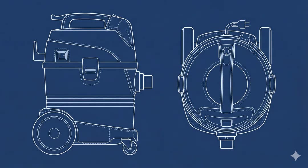 Technical drawing of the Nilfisk GM80 HEPA Vacuum Unit
